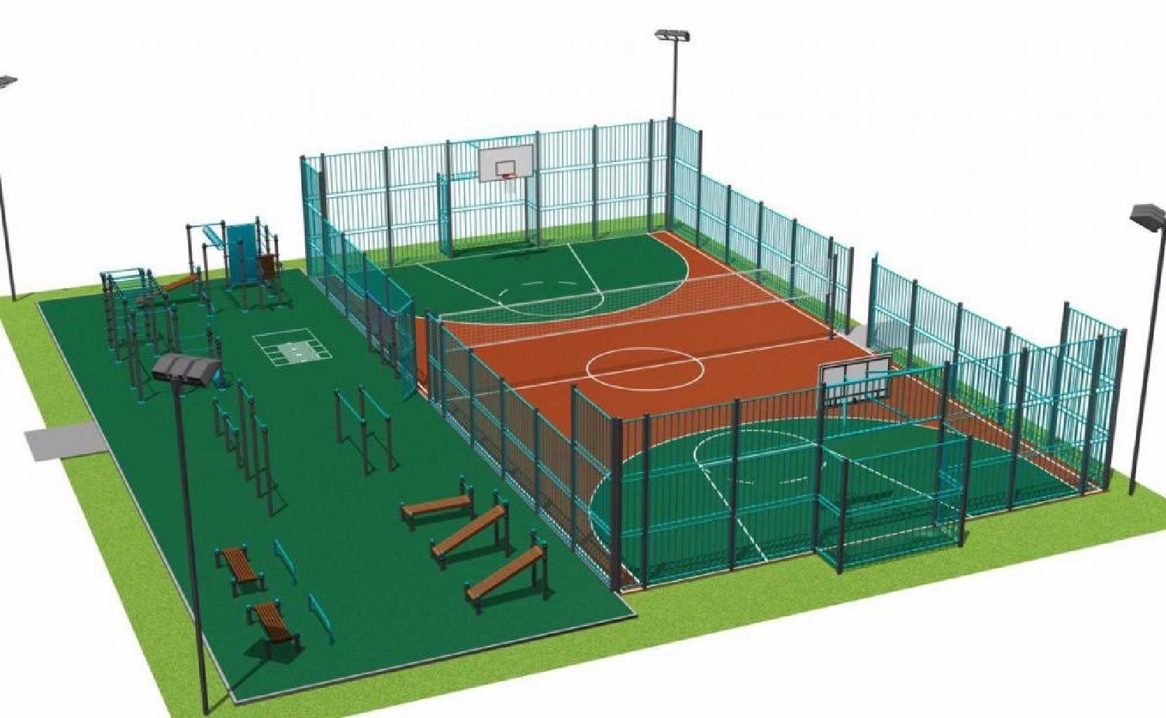 Цель проекта:
Создание современной и безопасной спортивной площадки для активного отдыха и занятий спортом жителей всех возрастов.

Задачи проекта:
	•	развитие физической активности и здорового образа жизни среди детей, подростков и взрослых;
	•	обеспечение дворовой территории современным спортивным оборудованием;
	•	организация доступной спортивной инфраструктуры рядом с домами;
	•	вовлечение молодежи в регулярные спортивные занятия.

Краткое описание проекта:
Во дворе жилого массива планируется установка спортивной площадки, включающей:
	•	футбольное/баскетбольное мини-поле с прорезиненным покрытием и ограждением;
	•	турники, брусья, рукоход, скамьи для упражнений;
	•	тренажёры для уличного фитнеса;
	•	беговую дорожку по периметру;
	•	освещение (современные фонари для вечерних занятий);
	•	лавочки и урны для удобства посетителей.

Дополнительно возможно размещение:
	•	площадки для воркаута (уличный спорткомплекс);
	•	стенда «Правила здорового образа жизни» или граффити-арта с мотивирующими надписями.
Ожидаемые результаты:
	•	формирование здорового образа жизни у детей и подростков;
	•	снижение уровня дворовой безнадзорности;
	•	вовлечение жителей в спортивные мероприятия;
	•	создание условий для семейного активного досуга.

Целевая аудитория:
Жители двора и микрорайона — дети от 6 лет, подростки, молодежь, взрослые.
Ожидаемый эффект:
Спортивная площадка станет местом притяжения для детей и молодежи, повысит уровень физической активности жителей, улучшит социальный климат двора и создаст современное спортивное пространство рядом с домом.