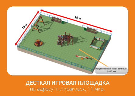 Устройство детской игровой площадки по адресу: город Лисаковск, 11 микрорайон