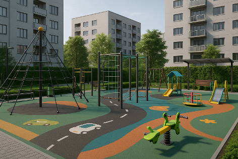 Современная многофункциональная детская площадка